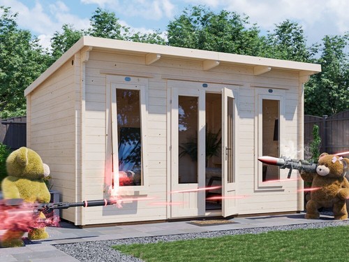 Log cabin garden office man - office,